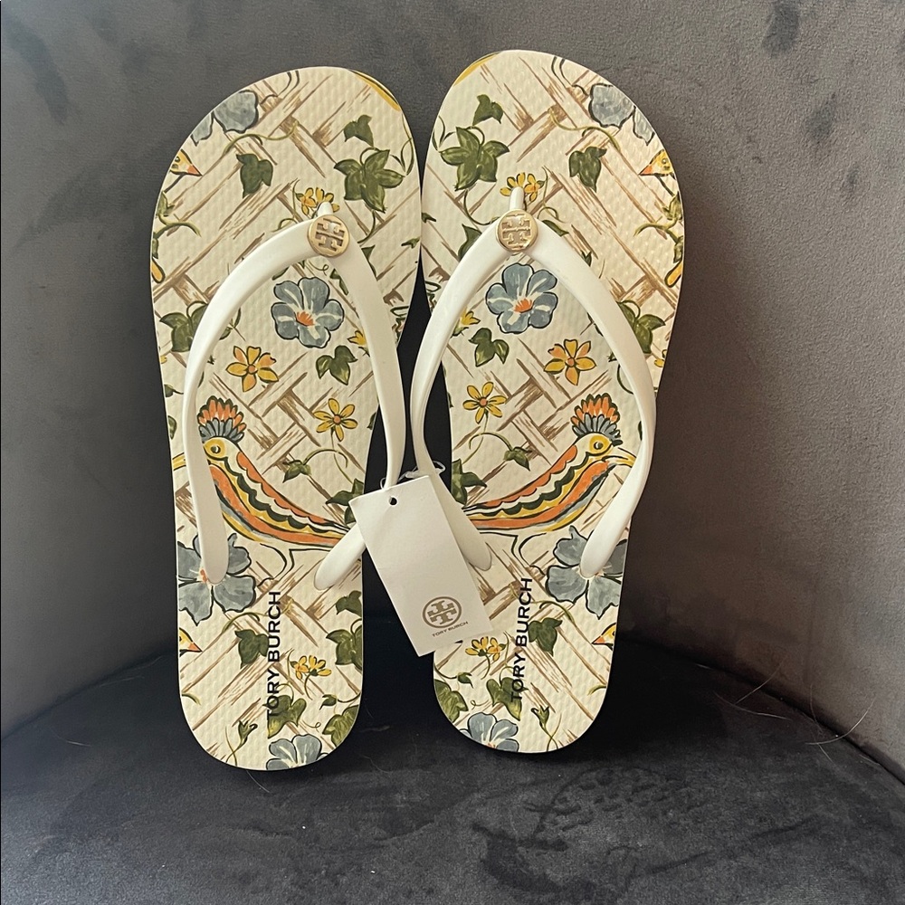 Tory Burch Women's Floral Sandals - White and Multicolor